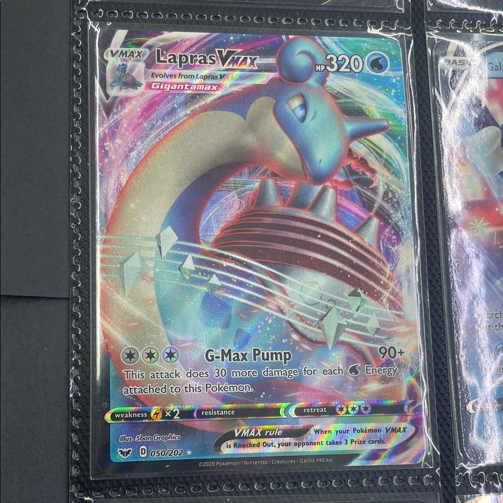 Pokemon Lapras VMAX Trading Card - Blue and Red